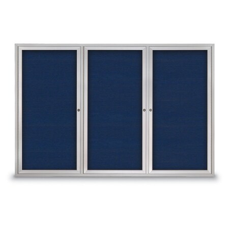 United Visual Products 30"x36" 1-Door Enclosed Outdoor Letterboard, Blue Felt/Satin Alum UV1166DSD3036-SATIN-BLUE
